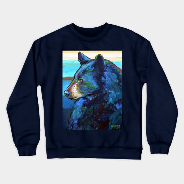 Mountain BLACK BEAR by Robert Phelps Crewneck Sweatshirt by RobertPhelpsArt